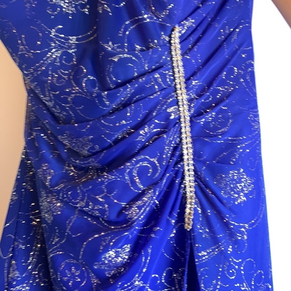 Reign On Blue Glitter Rhinestone Formal Dress - Picture 4 of 15